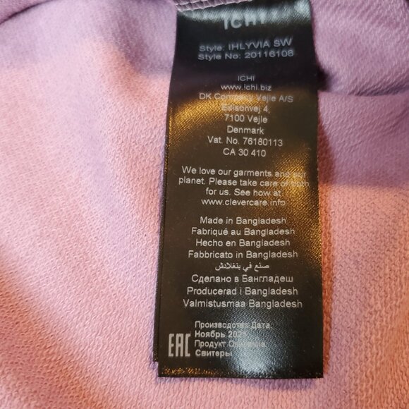 NWT ICHI Organic Purple with Black Abstract Stripes Crew Sweatshirt Size M - Picture 9 of 10